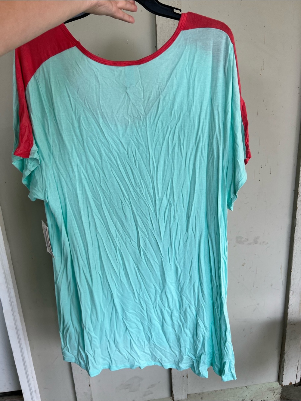 NWT Lularoe classic T shirt dark coral mint green XL - Picture 2 of 4